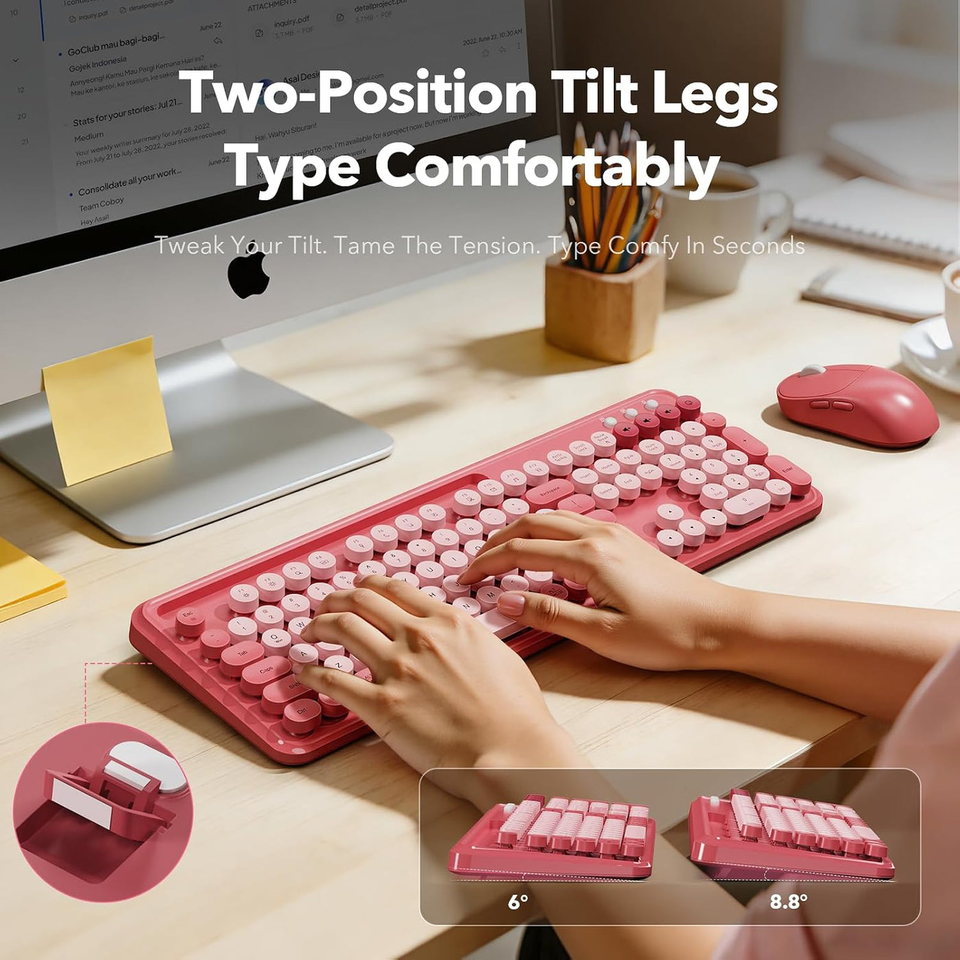 Combo de teclado y mouse inalámbricos con soporte para teléfono\/ta...