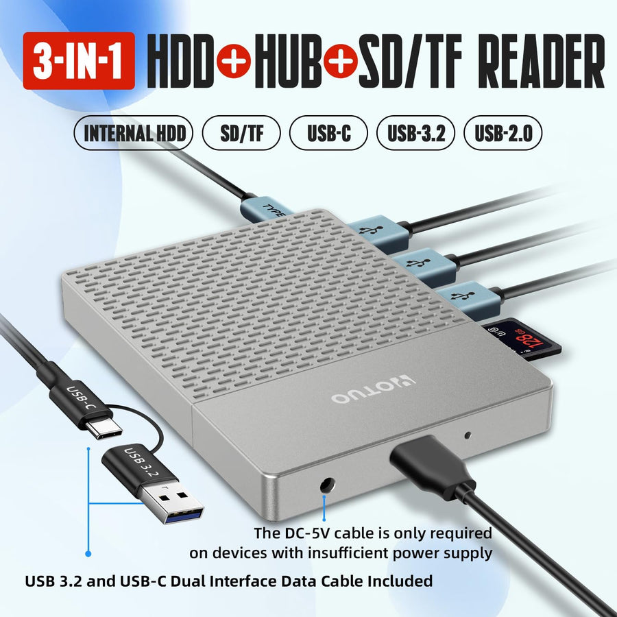 Estación de acoplamiento YOTUO para disco duro externo, Hub USB-C +...