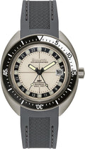 Bulova Reloj automático para hombre Oceanographer Snorkel GMT, caja de acero inoxidable gris ionizada, bisel giratorio unidireccional negro, correa de silicona gris, esfera blanca Estilo: 98B407