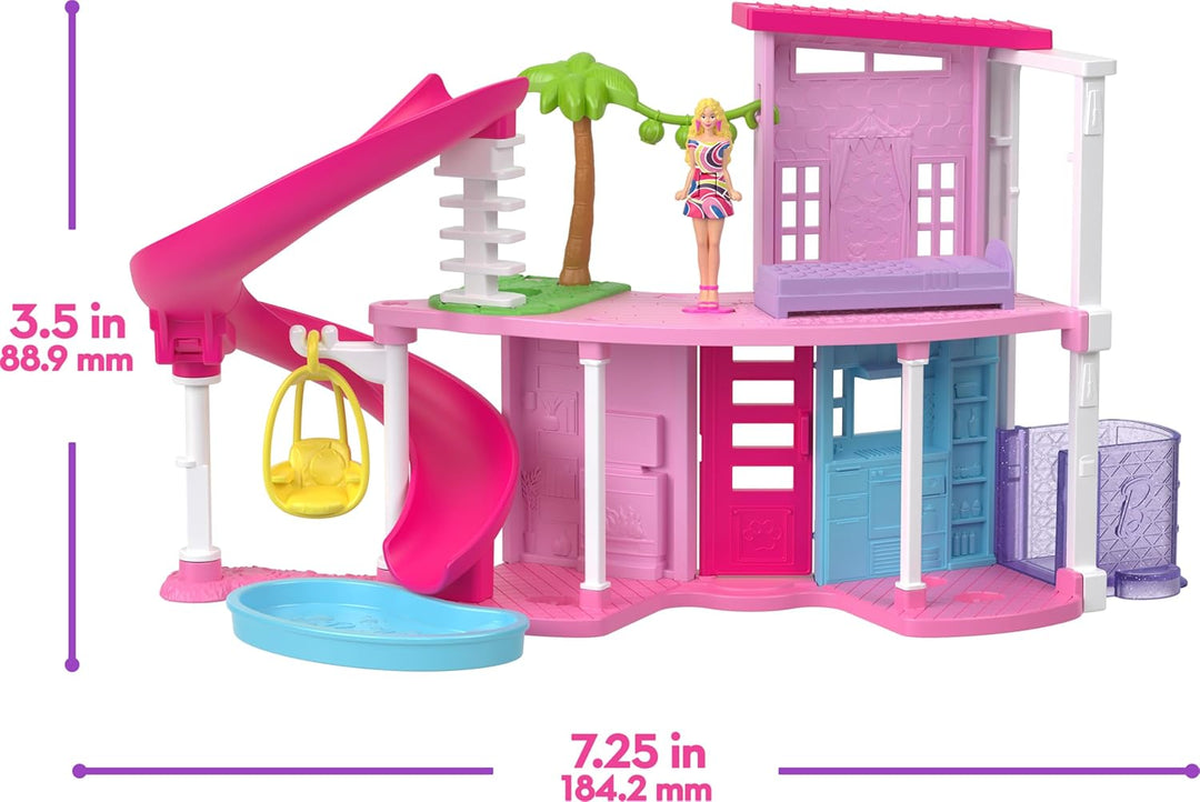 Barbie Mini Land DreamHouse y 3 juegos con 4 muñecas de 1.5 pulgada...