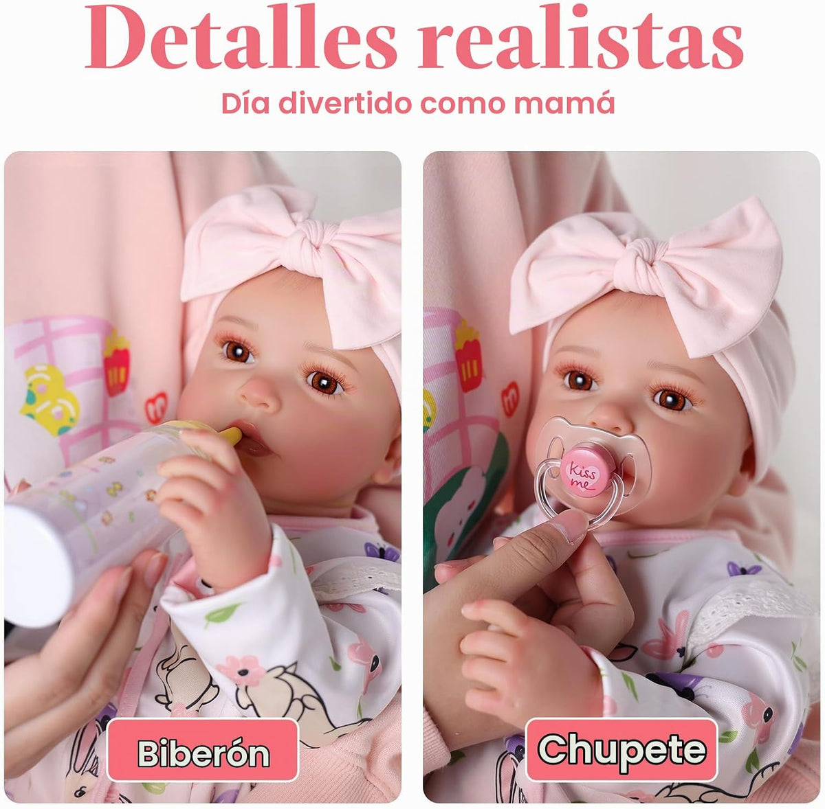 BABESIDE - Muñeca Reborn de 20 pulgadas, cuerpo de tela suave con juego de alimentación