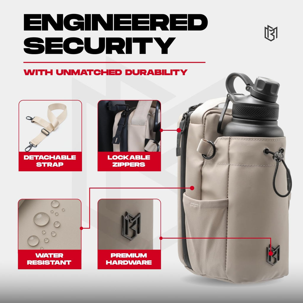 Bolsa magnética para botellas para hombres y mujeres, bolsa de gimnasio para gimnasio, viajes, trabajo y deportes, mantén tus artículos fuera del suelo sucio del gimnasio con accesorio magnético (crema)