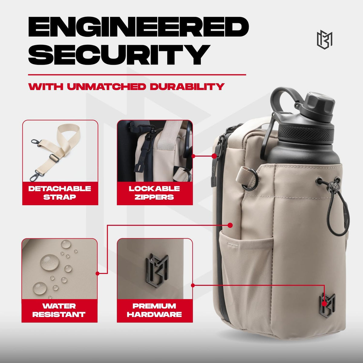 Bolsa magnética para botellas para hombres y mujeres, bolsa de gimnasio para gimnasio, viajes, trabajo y deportes, mantén tus artículos fuera del suelo sucio del gimnasio con accesorio magnético (crema)