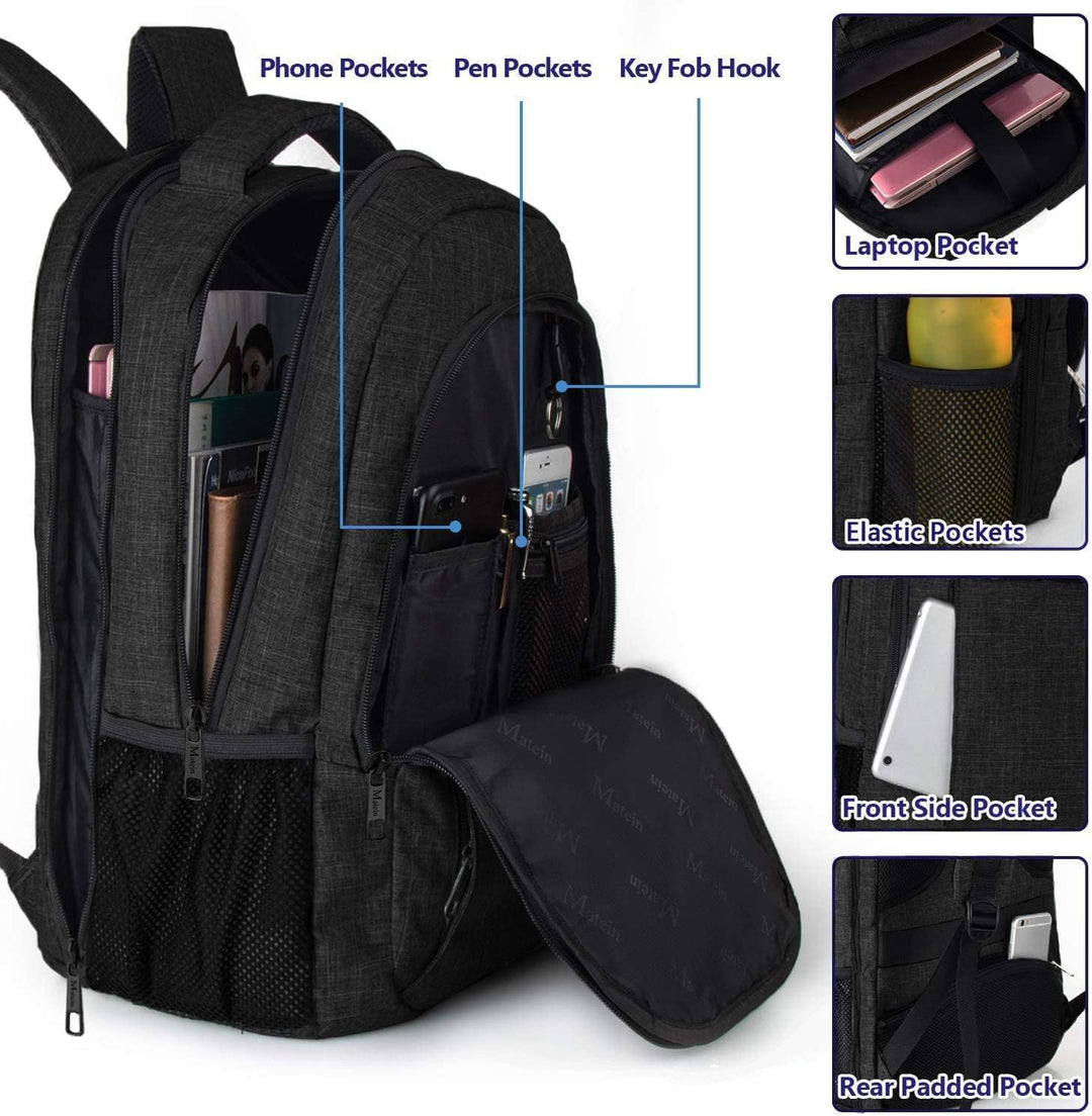 MATEIN Mochila extra grande, mochila de viaje para laptop de 17 pul...