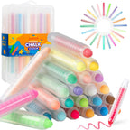 Tiza sin polvo para niños con soporte, set de tizas para acera lavables de 24 colores