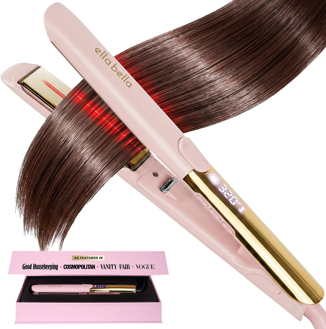 ELLA BELLA® Plancha de titanio para el cabello (con infrarrojos) \u...