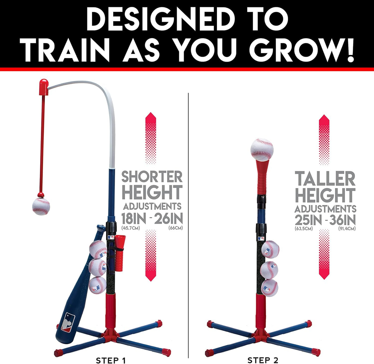 Franklin Sports Grow-with-Me - Soporte de bateo de béisbol para niñ...
