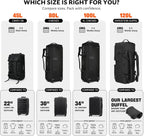 45/80/100/120L Bolsa de lona con ruedas, bolsa de viaje extra grande duradera + bolsa de aseo personal, resistente, plegable con correas para el hombro, uso como equipaje o mochila