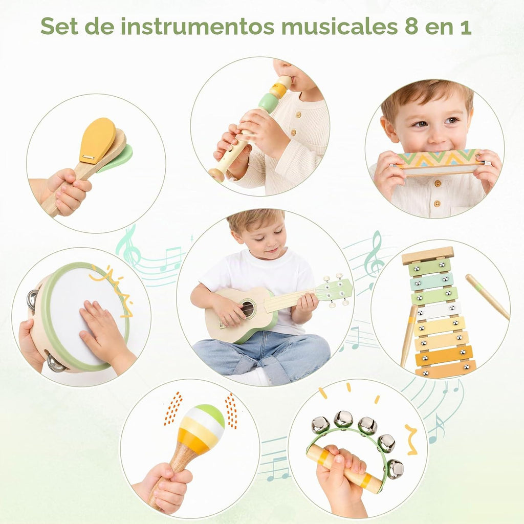 Juego de guitarra para niños - Instrumentos musicales Montessori 8 en 1