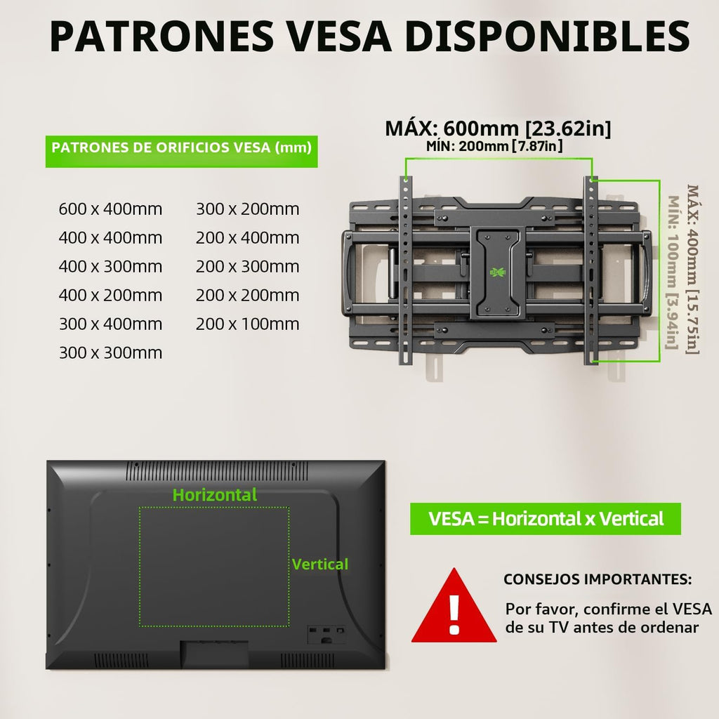 Soporte de pared para TV de movimiento completo para televisores de 55/65