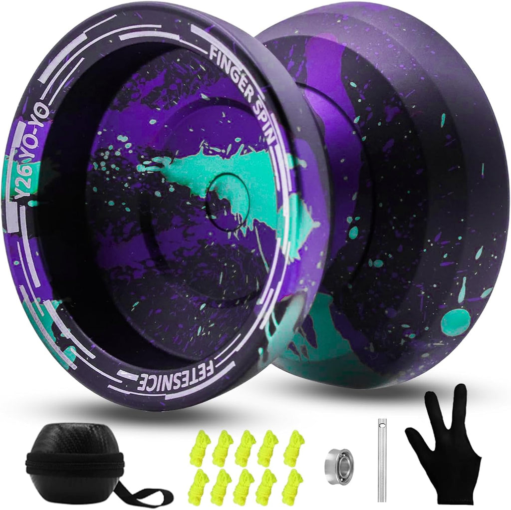 FETESNICE Yoyo profesional de mariposa Y26 - Yoyo giratorio de dedo de doble modo receptivo/no responde, para niños, adultos y jugadores de competencia | Yoyo profesional con 10 cuerdas + estuche y