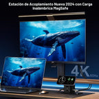 Estación de acoplamiento USB C para laptop con soporte de cargador MagSafe, adaptador multipuerto USB C Hub 9 en 1 con HDMI 4K, Ethernet de 1 Gbps, 3 USB 3.0, SD/TF, compatible con MacBook/Dell/HP