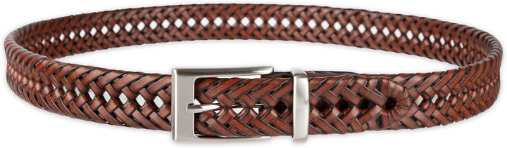DOCKERS Cinturón de cuero trenzado para hombre, correa casual total...
