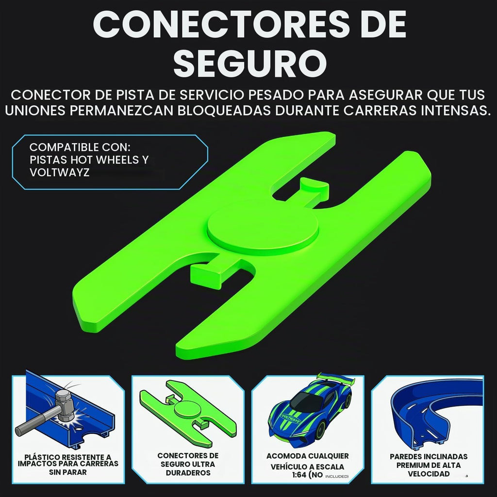 Vía recta y curvada compatible con Hot Wheels – Expansión de pista de rodadura a escala 1:64 de 24 piezas (20 pies en total) – rectas, curvas y conectores de alto margen