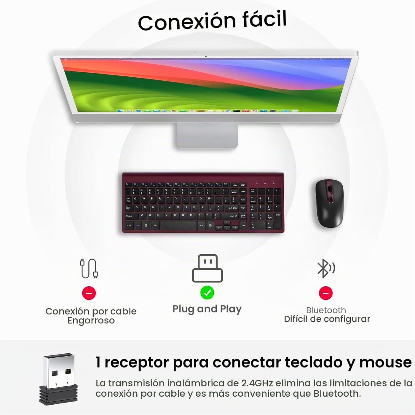 cimetech EasyTyping KF10 - Combo de teclado y mouse inalámbricos, [...