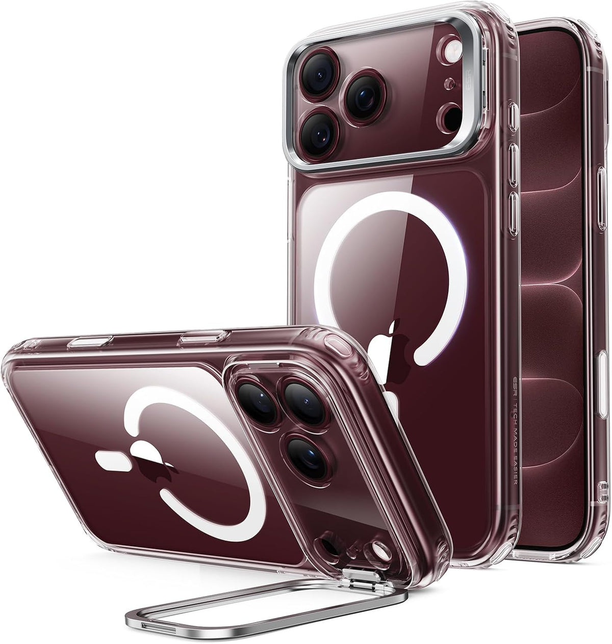 ESR Funda híbrida clásica para iPhone 18 Pro/17 Pro con soporte flexible