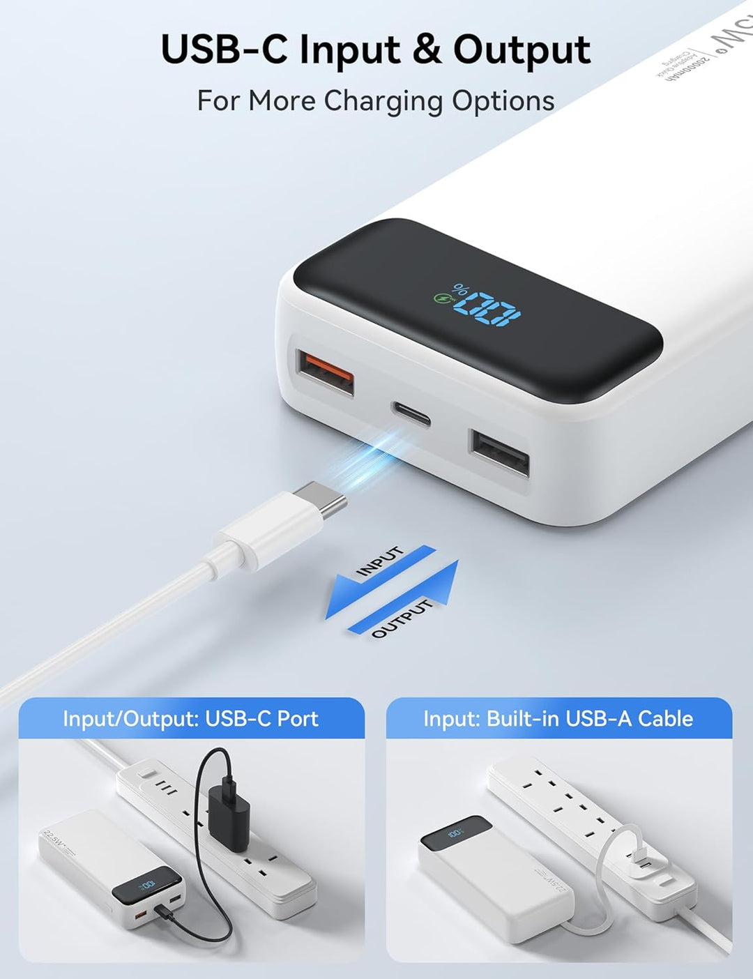 Nusyddy Cargador portátil de 20000 mAh integrado con 4 cables, bate...