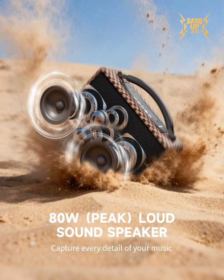 DINDIN Altavoz Bluetooth portátil: 80 W (pico), tiempo de reproducc...