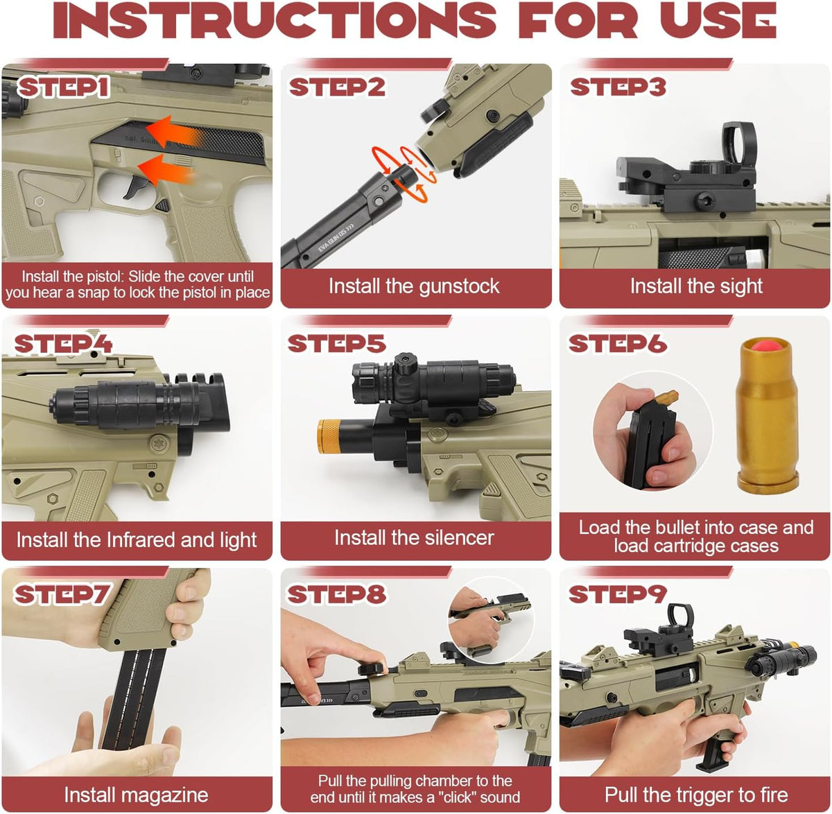 Pistola de juguete de dos modos, rifle de francotirador con carcasa que expulsa pistolas de juguete realistas de bala suave con 80 balas suaves, 40 conchas para juegos de disparos al aire libre, Navidad, Halloween, regalos de cumpleaños