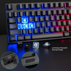 CHONCHOW Teclado y Ratón Gaming con Retroiluminación LED USB Cableado con Iluminación 104 Teclas 3600DPI 2 Botones Laterales Ratón Teclado Sensación Mecánica Compatible con PC Mac OS Xbox Ps4 Ps5 con