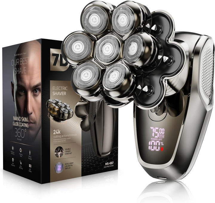 SHPAVVER - Afeitadora desmontable de cabeza calva, pantalla LED, se...