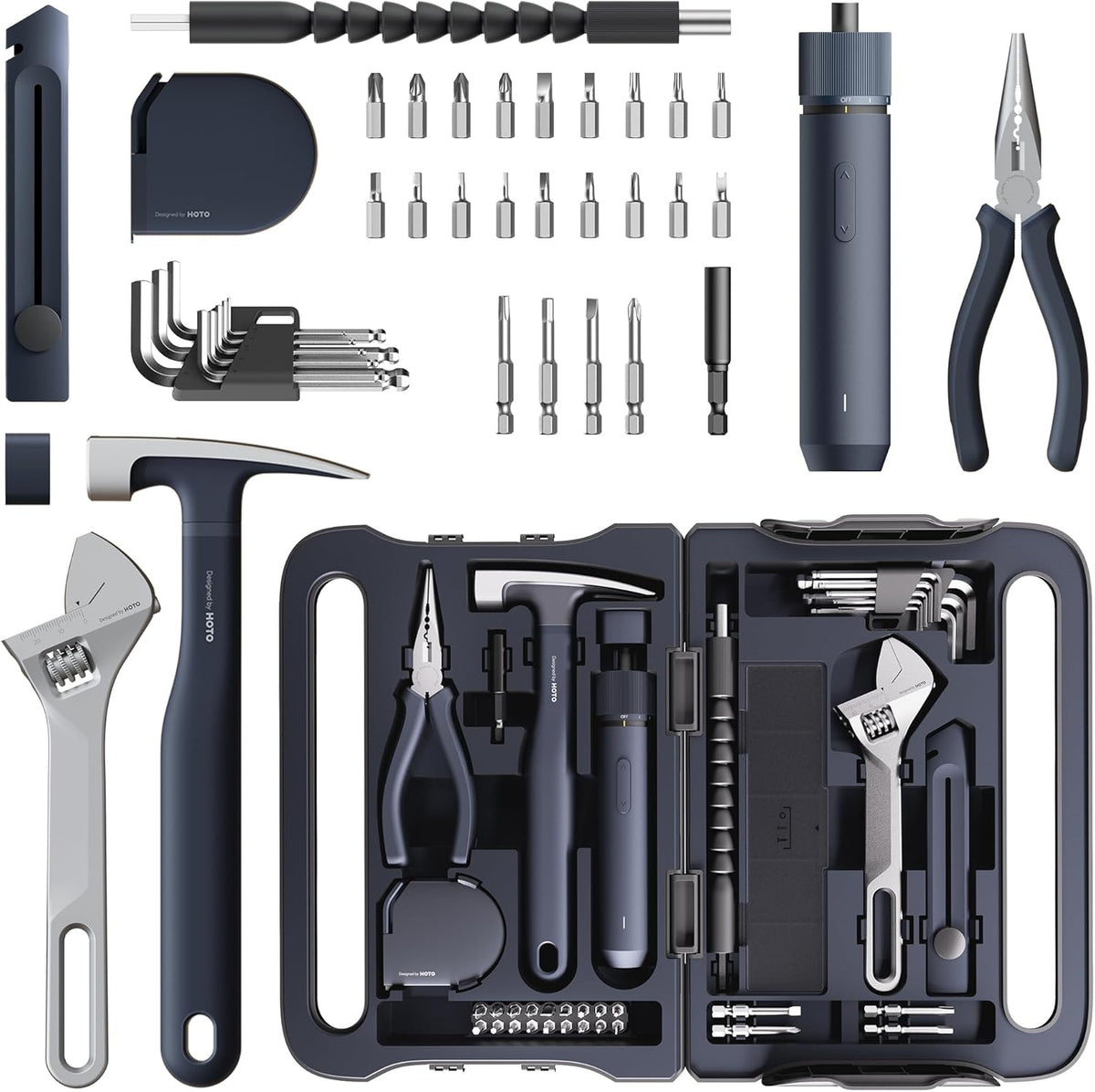 HOTO 40-Piece Tool Kit, Household Essentials Tool Set wSmart