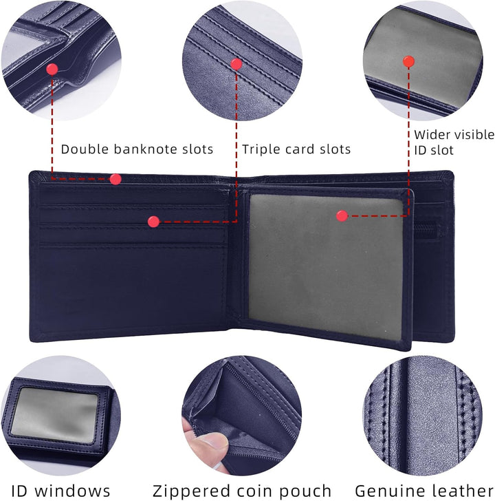 TOPFORGES Cartera de piel auténtica RFID para hombre, delgada, pleg...