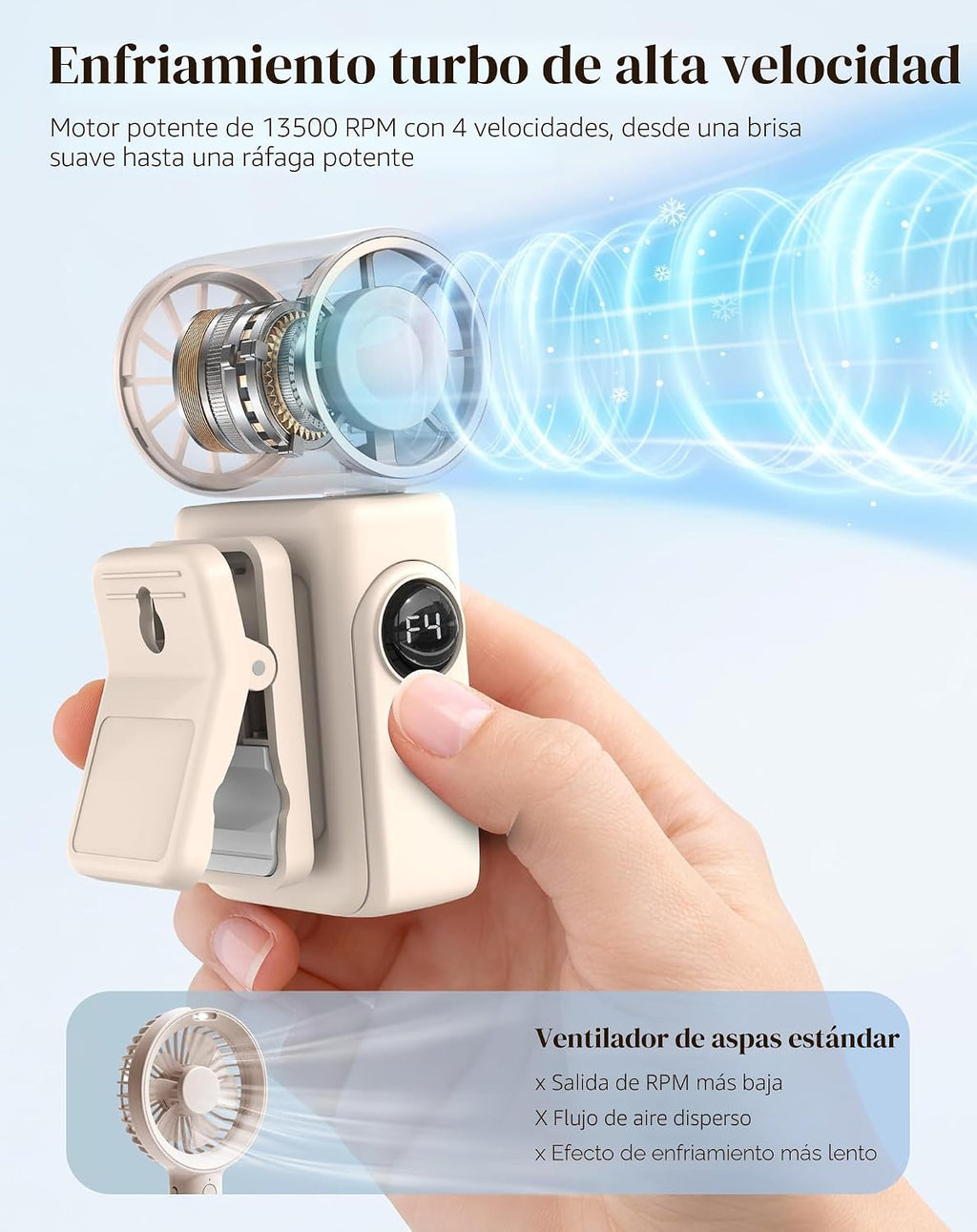 Hotsales Ventilador portátil con clip, mini ventilador de mano reca...