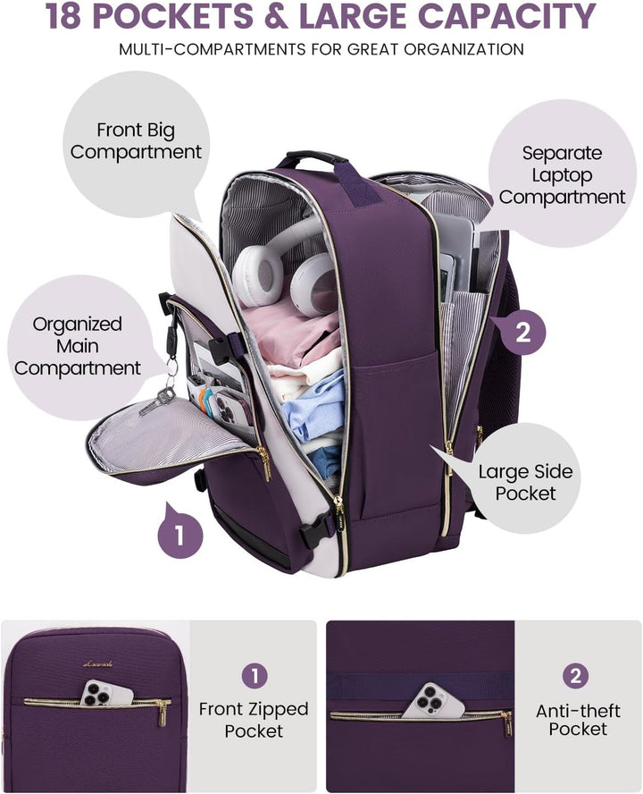 LOVEVOOK Mochila de equipaje de mano artículo personal bolsa de via...