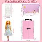 Juego de 122 piezas de armario de muñecas con muñecas de 11.5 pulgadas, ropa y accesorios, incluye armario, vestidos de princesa, zapatos, bolsas, perchas otros accesorios, juguetes de vestir para niñas, niños pequeños (rosa)