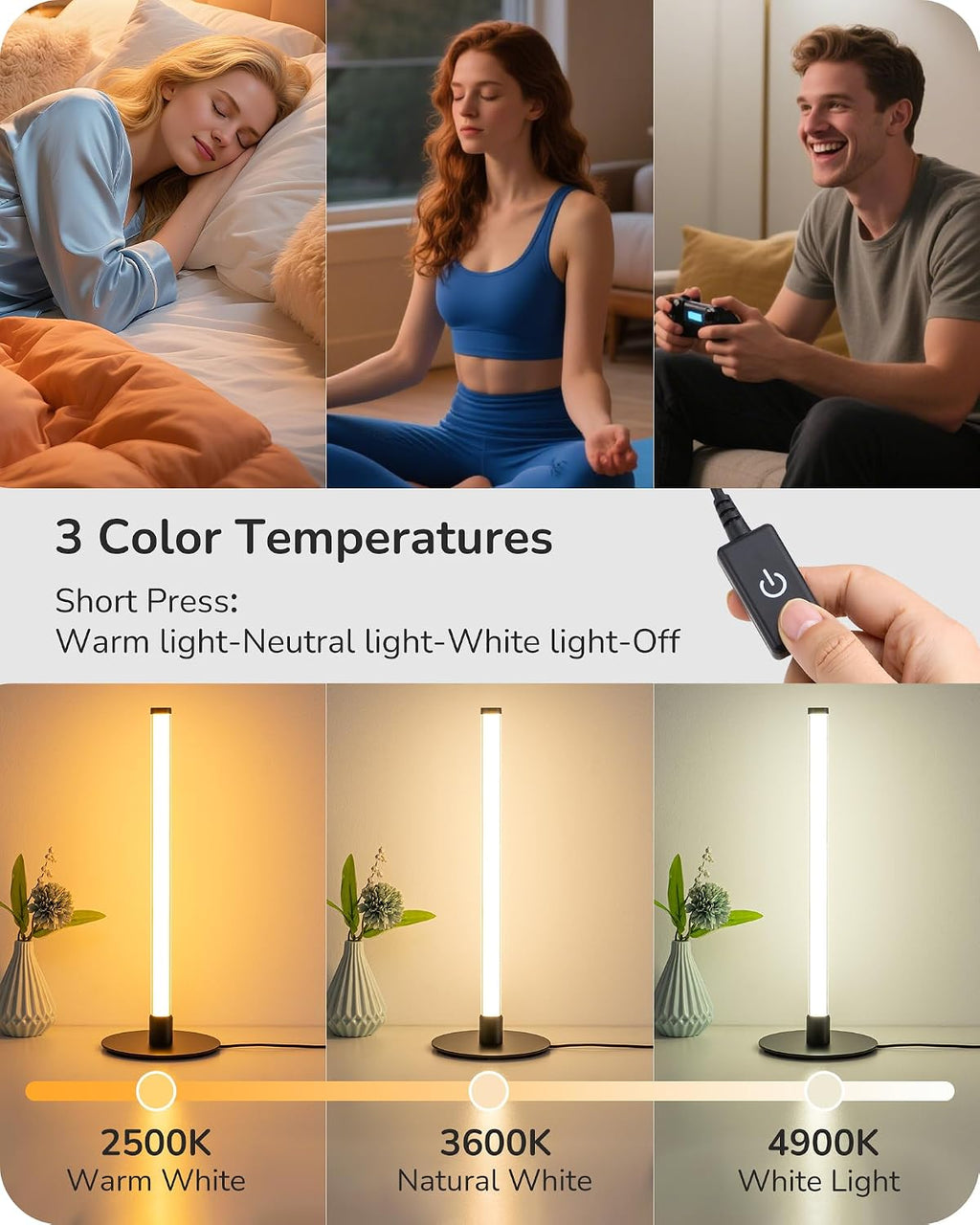 Lámpara EDISHINE Lámpara de mesa delgada LED, moderna lámpara de escritorio delgada