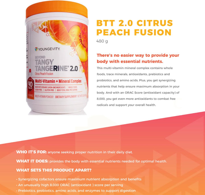Youngevity Beyond Tangy Tangerine 2.0 Citrus Peach Ultimate Complej...