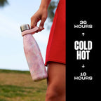 S’well Botella de agua de acero inoxidable de 17 onzas, color Geode Rose, aislamiento al vacío de triple capa para mantener las bebidas frías durante 36 horas y calientes durante 18 horas, sin BPA