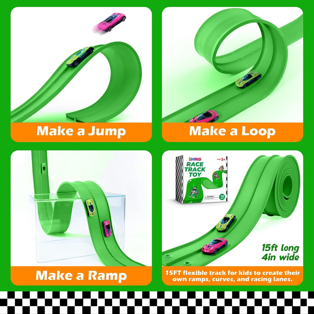 Juego de Pista de Carreras Flexible de 15 Pies, Set Inicial con Ven...