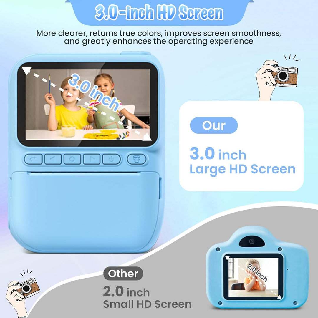 Cámara de impresión instantánea para niños, 3.0 pulgadas HD 32MP re...