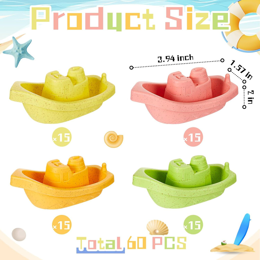 Woanger 60 mini botes de juguete de plástico para el baño, macaron