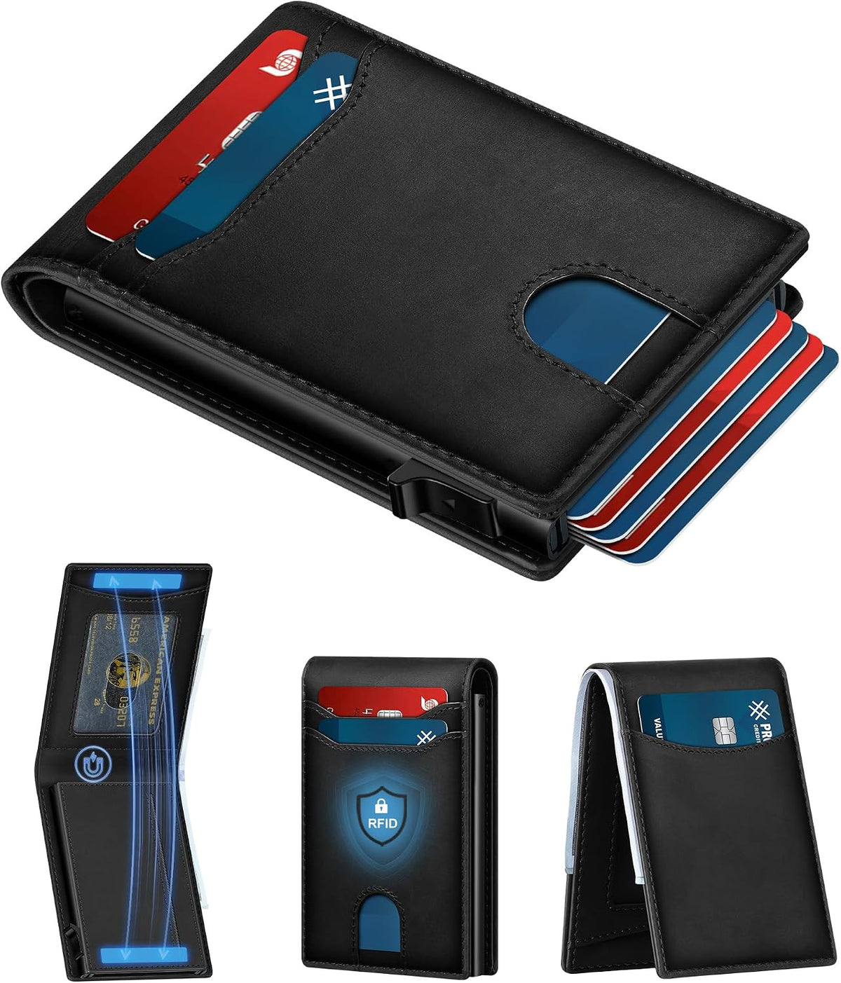 Card Wallet para Men Slim Minimalist: Smart Rfid Front Pocket Pop Up Wallets