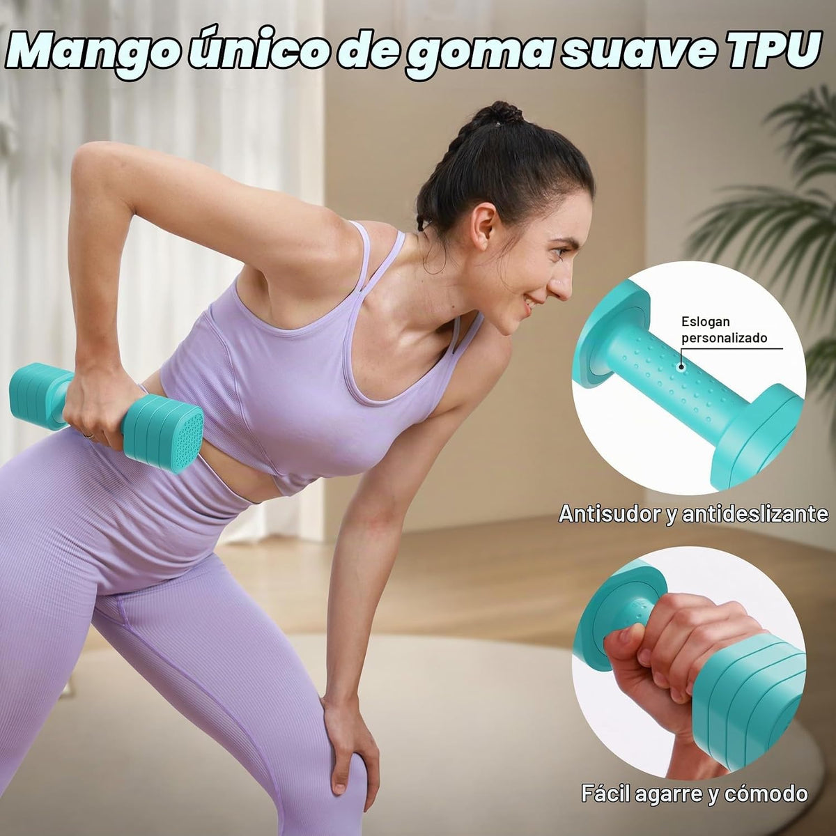 Juego de Pesas Ajustables Zempox, Juego 4 en 1 de Mancuernas Libres para Mujeres, Pesas de Mano para Mujeres en Casa, Cada Una 2lb 3lb 4lb 5lb con Mango de Goma TPU Suave para Gimnasio en Casa y Equipamiento de Fitness Acuático