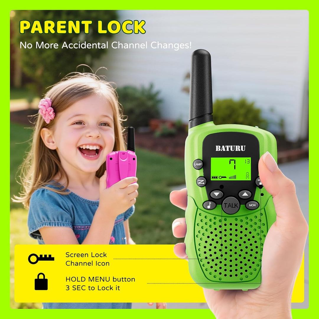 BATURU Walkie Talkies recargables para niños de 3 millas de largo a...