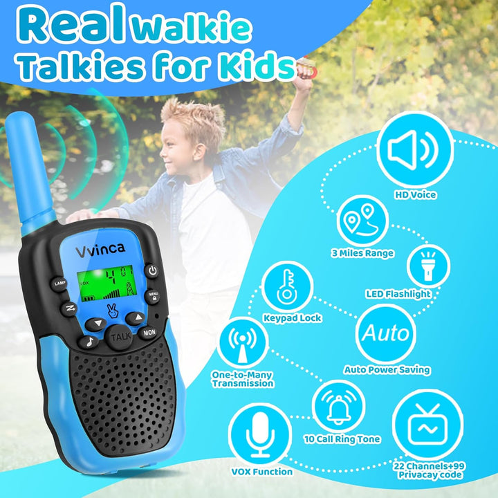 Vvinca Walkie Talkies para niños recargables paquete de 3, juguetes...