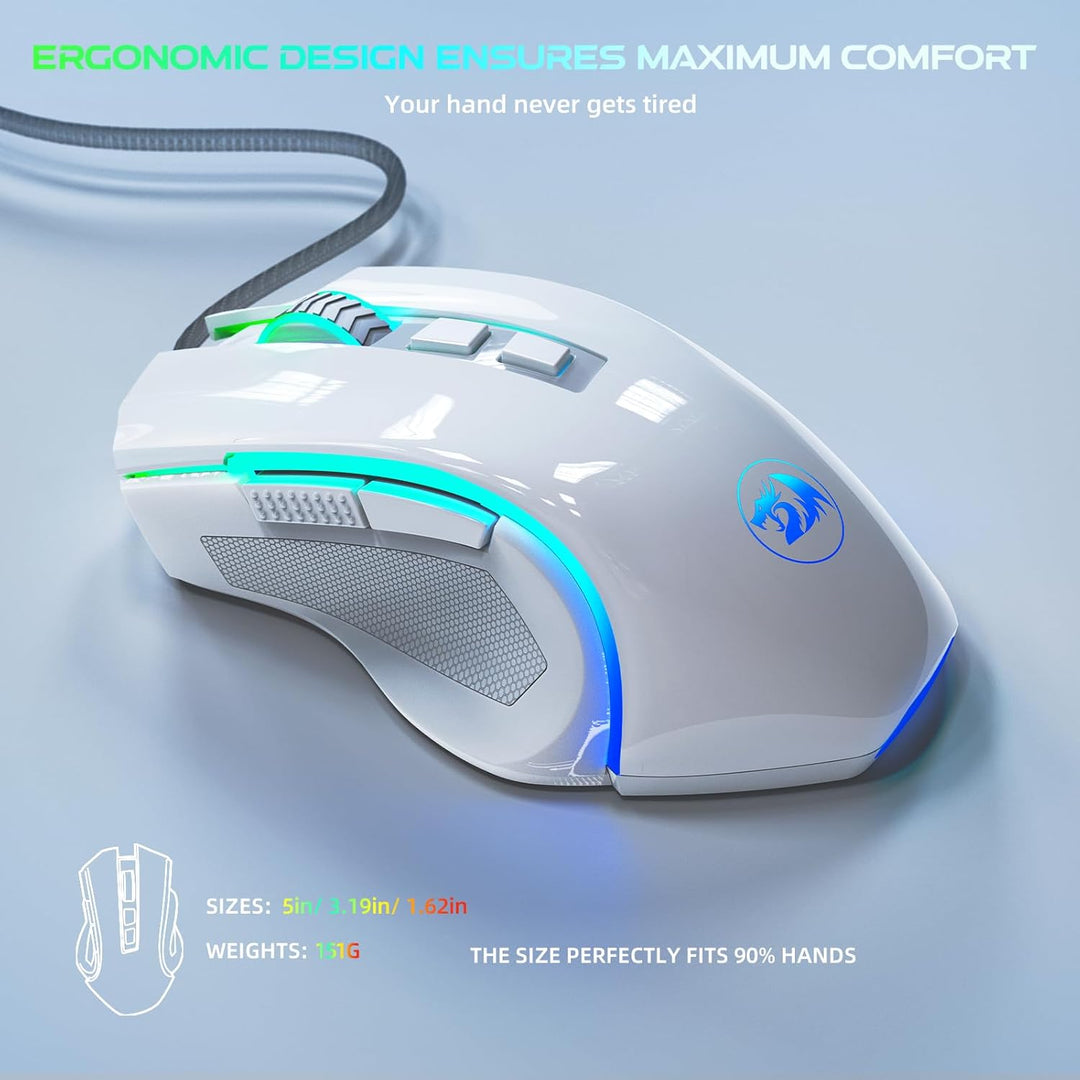 Redragon M602 Mouse para juegos, mouse ergonómico RGB para juegos c...