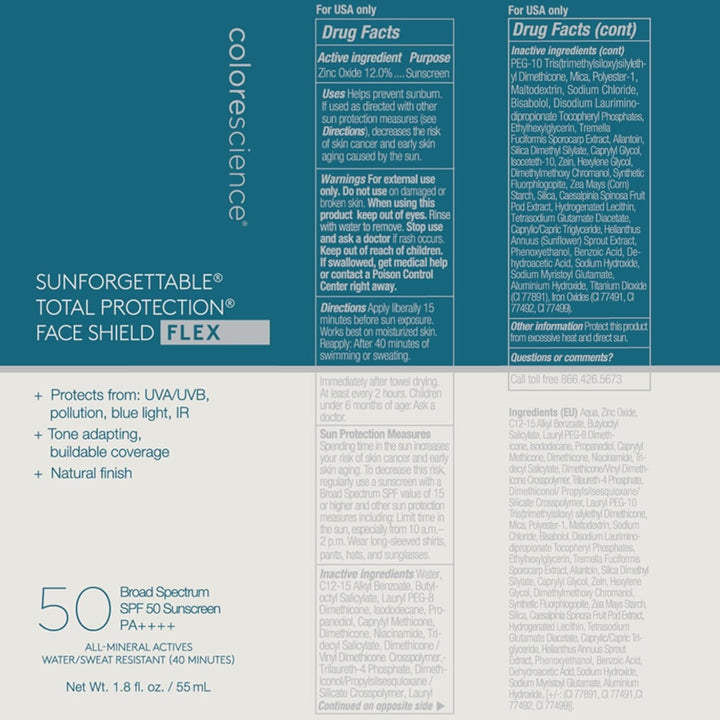 Colorescience Protector facial de protección total Flex SPF 50, 1.8...