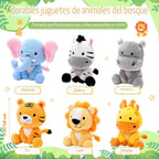 RoundFunny - 6 lindos animales de peluche de safari, juguetes de peluche de la selva de 7 pulgadas