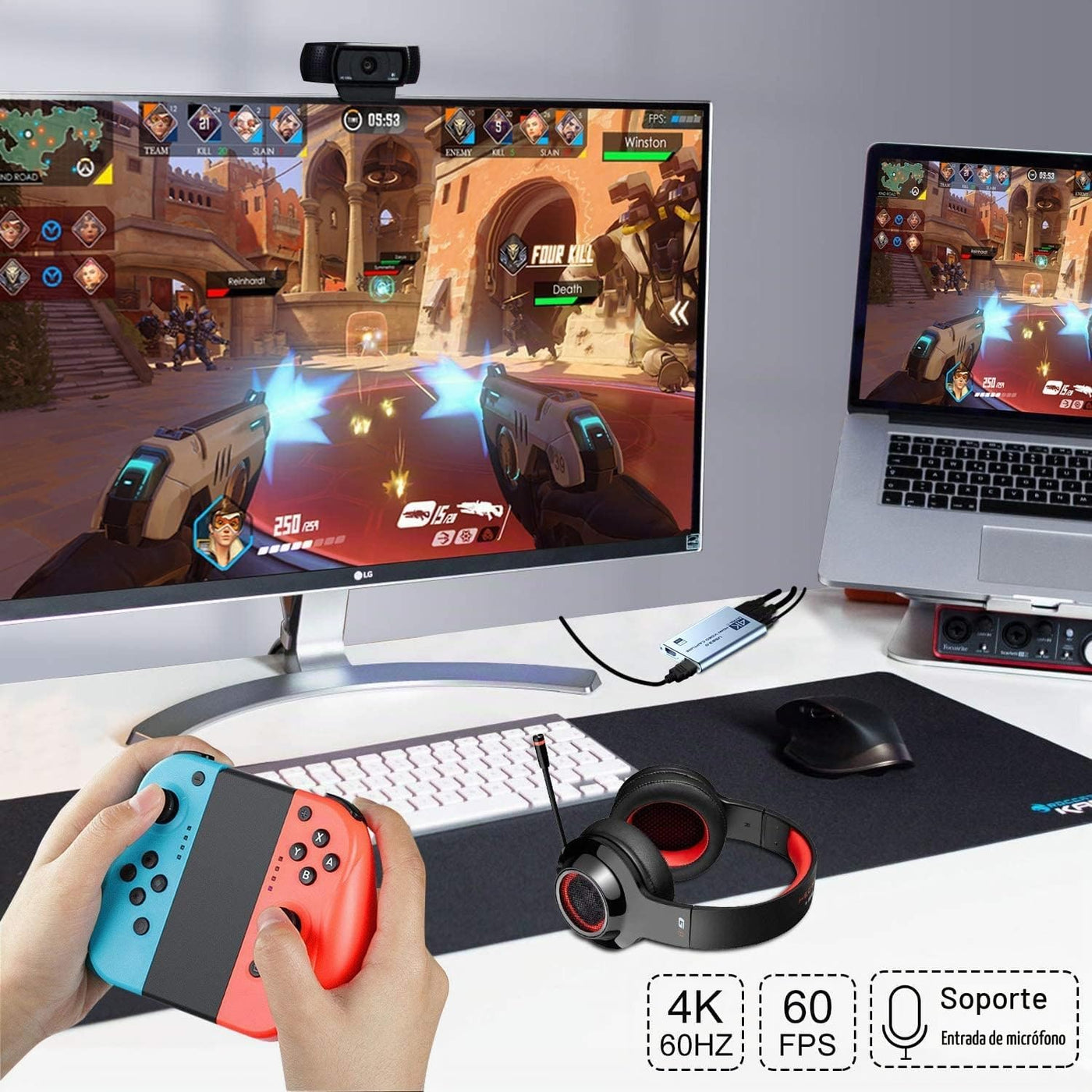 Rybozen Tarjeta de captura de video de audio 4K, dispositivo de cap...