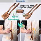 Utensilios de madera de 13 pulgadas de largo para cocinar, cucharas de madera de mango largo para cocinar, juego de 7 PIEZAS de cucharas de madera para manualidades, juego de utensilios de