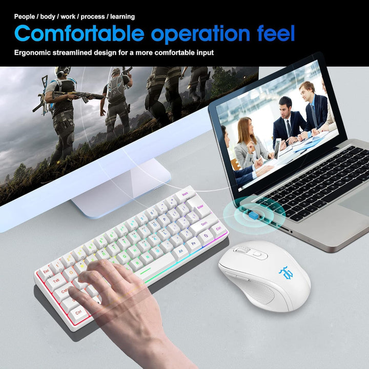 Snpurdiri Combo de teclado y ratón inalámbricos para juegos 2.4G, i...