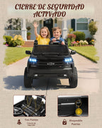 First Ride On Juguetes de 24 V y 2 plazas con licencia Chevrolet Silverado, vehículo eléctrico con control remoto y cinturones de seguridad, camión eléctrico con maletero, Bluetooth y luces LED (negro)