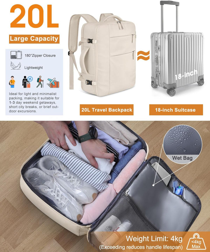Capolo Mochila de viaje para mujeres y hombres, mochila impermeable...
