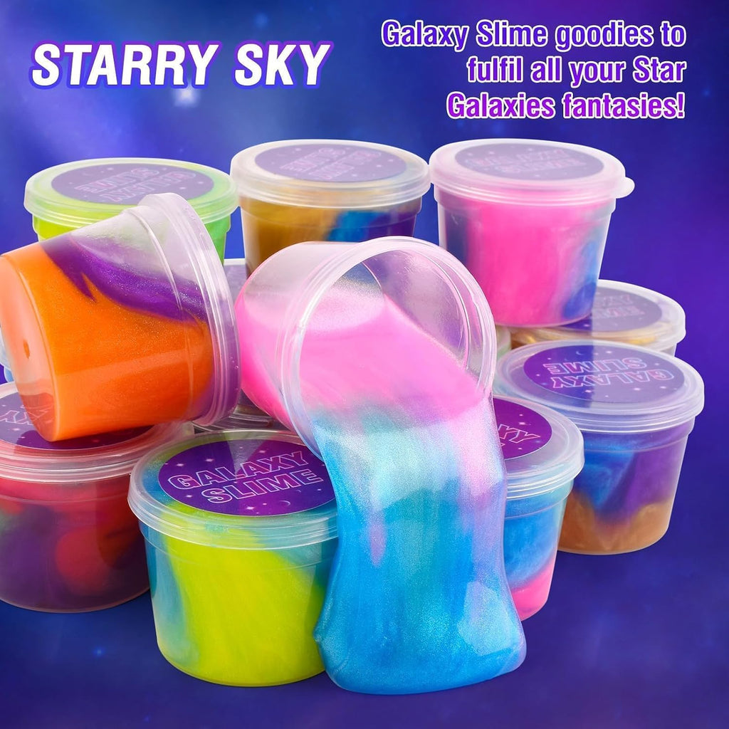 Paquete de 118 juguetes de slime para fiesta, mini galaxia a granel para aliviar el estrés para niños, masilla suave, juguete de bricolaje, suministros para el aula, cumpleaños, bolsas de regalo, calendario de Adviento