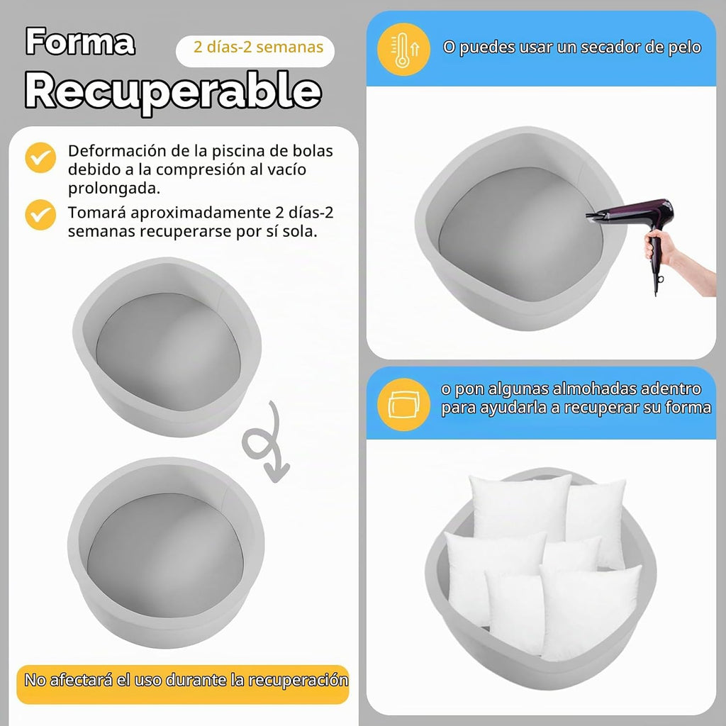 Pozo de bolas de espuma, 47.2 x 13.8 pulgadas, hoyos de bolas